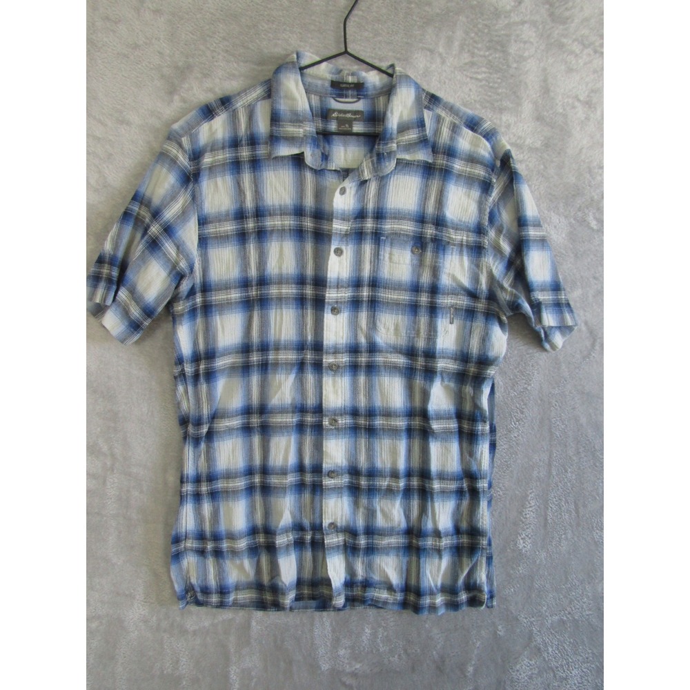 Eddie Bauer Mens TL Classic Fit Plaid Short Sleeve Button Up Shirt